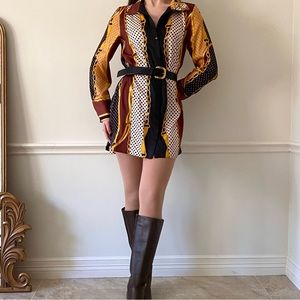 ZARA Printed Button Down Shirt Dress - Size Large